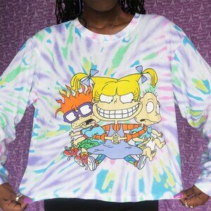 Nickelodeon tie dye rugrats angelica tommy chuckie shirt white purple multicolor